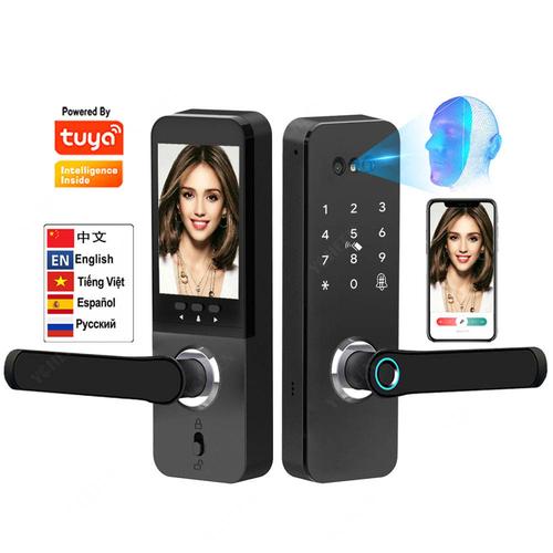 Biometric Safe Face Recognition Fingerprint Door Lock Waterproof Tuya Wifi Camera Smart Lock