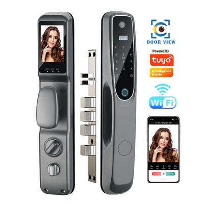 Security Wifi Digital Auto-lock Doorbell Tuya APP Automatic gate Fingerprint Smart Camera Door Lock