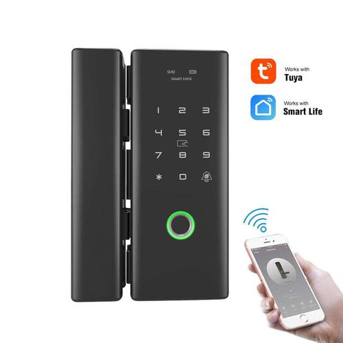 WiFi Tuya APP Remote Controlled Smart Fingerprint Lock Password for Glass Door Push or Sliding Door
