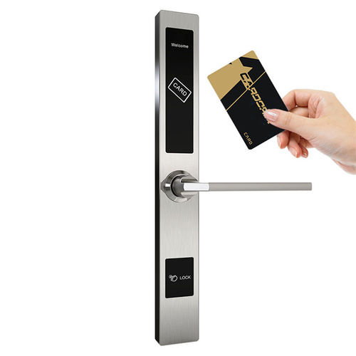 Factory Aluminum Key Card Door Lock, Electronic Door Handle Lock, Smart RFID Hotel Door Lock System