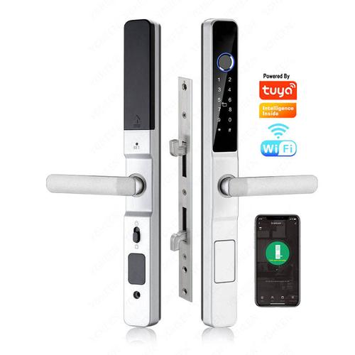 TUYA APP Waterproof WiFi Smart Lock Intelligent Fingerprint Door Handle Lock Sliding Glass Door Lock