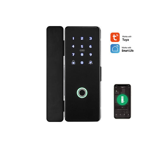 Tuya App WiFi control Glass Door Lock Electronic Biometric Fingerprint Smart Lock with Key