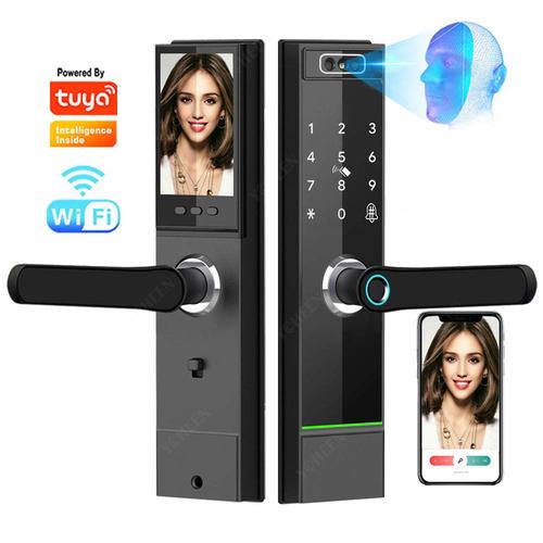 Tuya Face Recognition Smart Digital Lock With Wifi Camera Biometric Fingerprint Password Lock