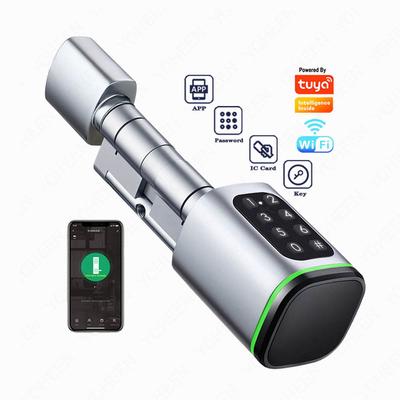 TUYA APP Euro Cylinder Door Lock Europe Adjustable Size password Waterproof Smart Cylinder Lock