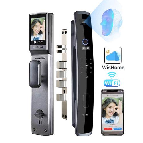 APP Wifi Face Recognition Door Lock Fingerprint Waterproof Smart Lock with Camera Wooden Door Locks